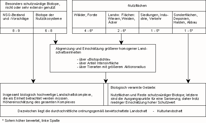 Abbildung eines Relevanzbaums für eine flächendeckende Einschätzung der Landschaft